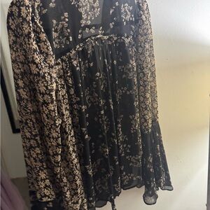 Floral Black and Cream Blouse
